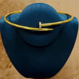 Gold Nail Zircon Choker Necklace Luxury Minimalist